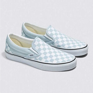 Vans‎ Baby Blue/True White Checkerboard Slip-On Sneaker - Men's 9 / Women's 10.5